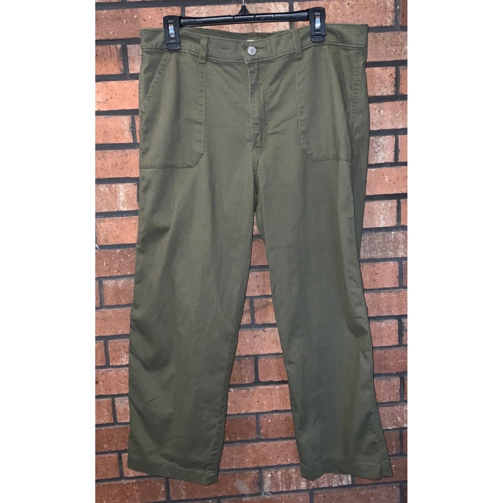 Levis Utility Pants Women's Olive Green Straight Leg Workwear Cargo Trousers 32
